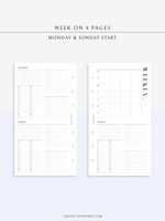 W117 | WO4P, Weekly 24-hour Schedule, To-do List Planner Template