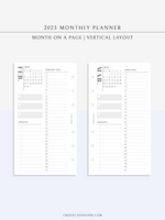 M113_V_2023 | 2023 Monthly Planner Printable (MO1P_Vertical)