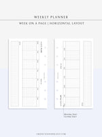 W102_H_2 | Horizontal Weekly Planner Printable