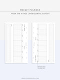 W102_H_2 | Horizontal Weekly Planner Printable
