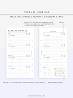N126 | Expense Journal Pages, Weekly Spending Log, Financial Planner