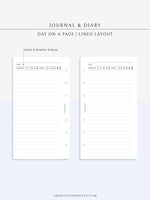 D112_DO1P | Daily Journal Diary Printable Pages, Line Dot Grid Notes