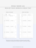 T117 | Weekly Mood Log Journal Diary