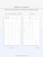 W111 | Weekly Schedule Planner Printable Inserts Template