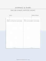 D112_DO1P | Daily Journal Diary Printable Pages, Line Dot Grid Notes