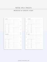 W117 | WO4P, Weekly 24-hour Schedule, To-do List Planner Template