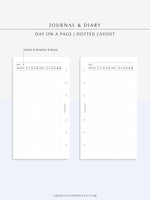 D112_DO1P | Daily Journal Diary Printable Pages, Line Dot Grid Notes
