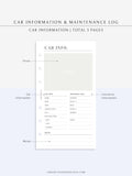 N111 | Vehicle Maintenance Log Printable, Car Repair Tracker Template