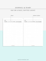 D112_DO1P | Daily Journal Diary Printable Pages, Line Dot Grid Notes