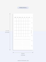 M116 | Basic Monthly Planner Inserts, Bullet Journal Template, MO2P