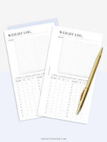 N121-1 | Weight Loss Log, Diet Organizer Template