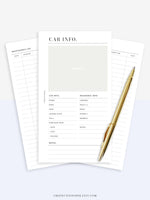 N111 | Vehicle Maintenance Log Printable, Car Repair Tracker Template