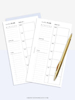 W108 | Week on a Page, Weekly Planner Printable Inserts Template