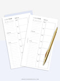 W108 | Week on a Page, Weekly Planner Printable Inserts Template