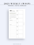 W108_01GX_WO1P_2023 | 2023 Dated Weekly Planner Inserts Printable Template