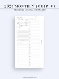 M113_V_2023 | 2023 Monthly Planner Printable (MO1P_Vertical)