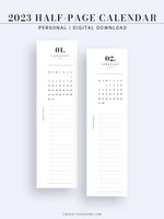 M118_2023 | 2023 Half-Page Calendar, Monthly Task list, Important Events Tracker
