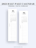 M118_2023 | 2023 Half-Page Calendar, Monthly Task list, Important Events Tracker