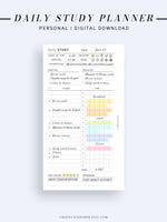 D108 | Daily Study Planner Inserts Printable Template