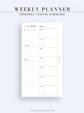 W108 | Week on a Page, Weekly Planner Printable Inserts Template
