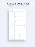 W107 | Week on a Page, Weekly Planner Printable Inserts, Monday Start