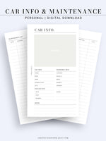 N111 | Vehicle Maintenance Log Printable, Car Repair Tracker Template