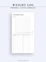 N121-1 | Weight Loss Log, Diet Organizer Template