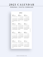 Y104_2023 | 2023 Calendar Planner Inserts Printable