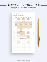 W106 | Weekly Schedule Planner Inserts, Time Table Template Printable