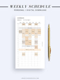 W106 | Weekly Schedule Planner Inserts, Time Table Template Printable