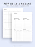 M107 | Month at a Glance, Monthly Overview, Month on 2 Pages