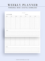 W102_H_2 | Horizontal Weekly Planner Printable
