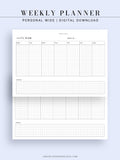 W102_H_2 | Horizontal Weekly Planner Printable