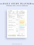 D108 | Daily Study Planner Inserts Printable Template