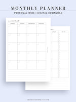 M110 | Minimal Monthly Planner Printable Inserts Template