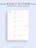 W107 | Week on a Page, Weekly Planner Printable Inserts, Monday Start