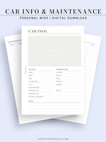 N111 | Vehicle Maintenance Log Printable, Car Repair Tracker Template