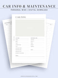 N111 | Vehicle Maintenance Log Printable, Car Repair Tracker Template