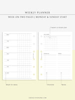 W110 | Week on 2 Pages, Weekly Planner & Tracker & Checklist