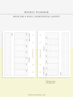 W102_H_2 | Horizontal Weekly Planner Printable