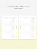 T121 | TV Series Tracker, Movie Journal, Entertainment Log Bundle