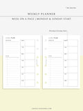 W108 | Week on a Page, Weekly Planner Printable Inserts Template