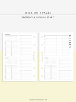 W117 | WO4P, Weekly 24-hour Schedule, To-do List Planner Template