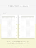 T121 | TV Series Tracker, Movie Journal, Entertainment Log Bundle