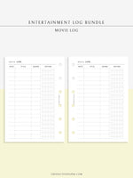 T121 | TV Series Tracker, Movie Journal, Entertainment Log Bundle