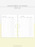 T121 | TV Series Tracker, Movie Journal, Entertainment Log Bundle