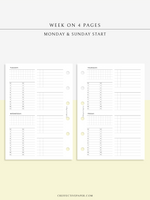 W117 | WO4P, Weekly 24-hour Schedule, To-do List Planner Template