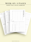 W117 | WO4P, Weekly 24-hour Schedule, To-do List Planner Template