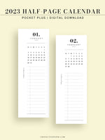 M118_2023 | 2023 Half-Page Calendar, Monthly Task list, Important Events Tracker