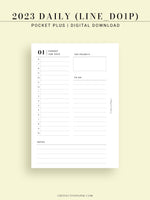 D111_C_2023 | 2023 Dated Daily Planner, Lined Layout, Day on a Page
